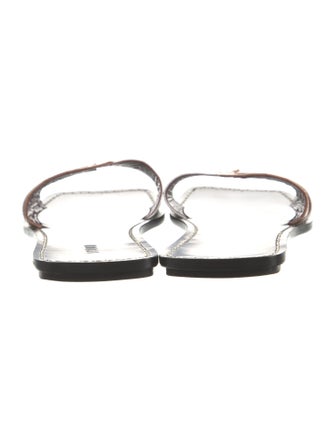 Staud Leather Colorblock Pattern Slides