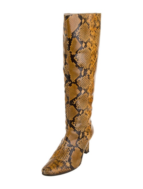 Staud Embossed Leather Animal Print Boots