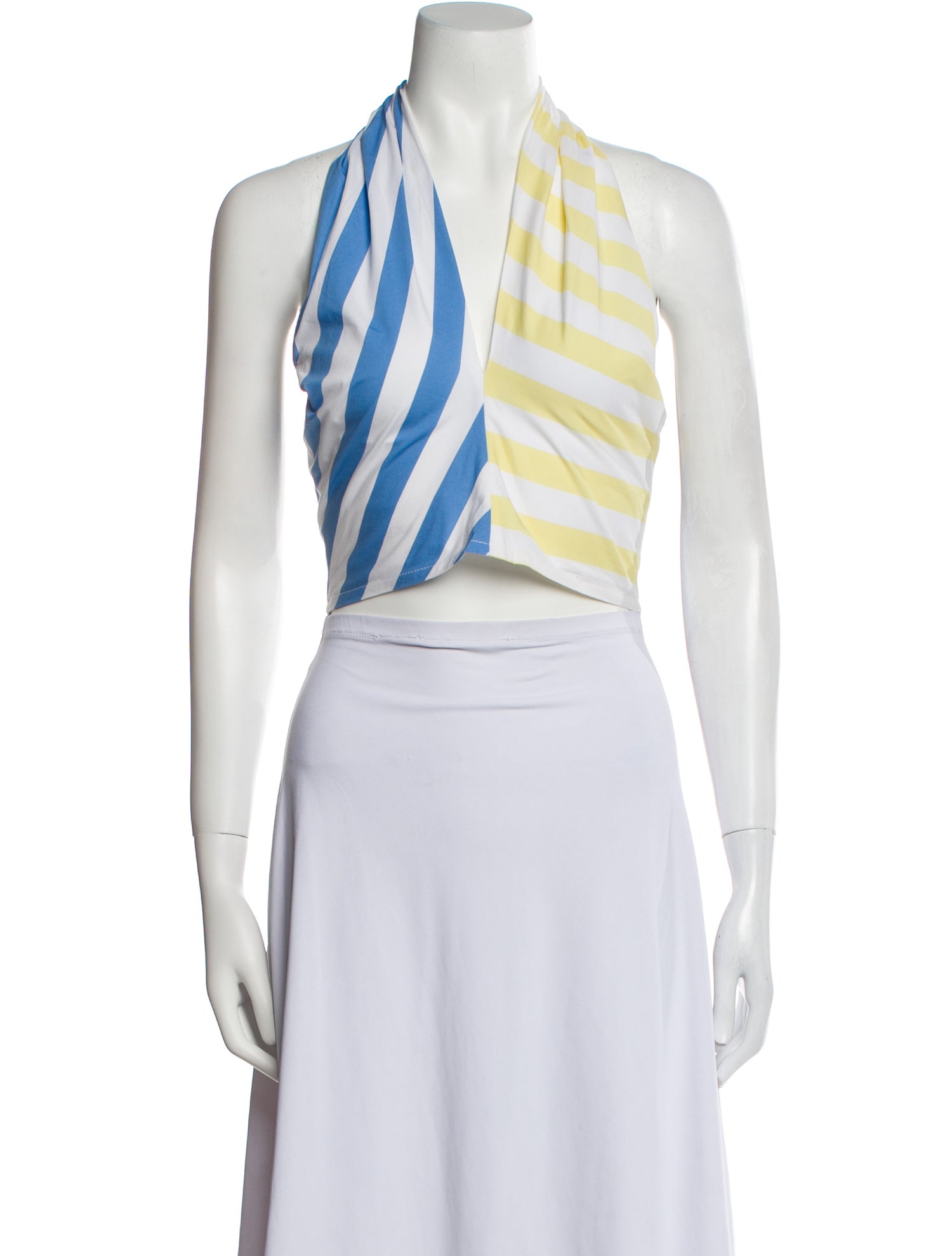 Staud Striped V-Neck Crop Top