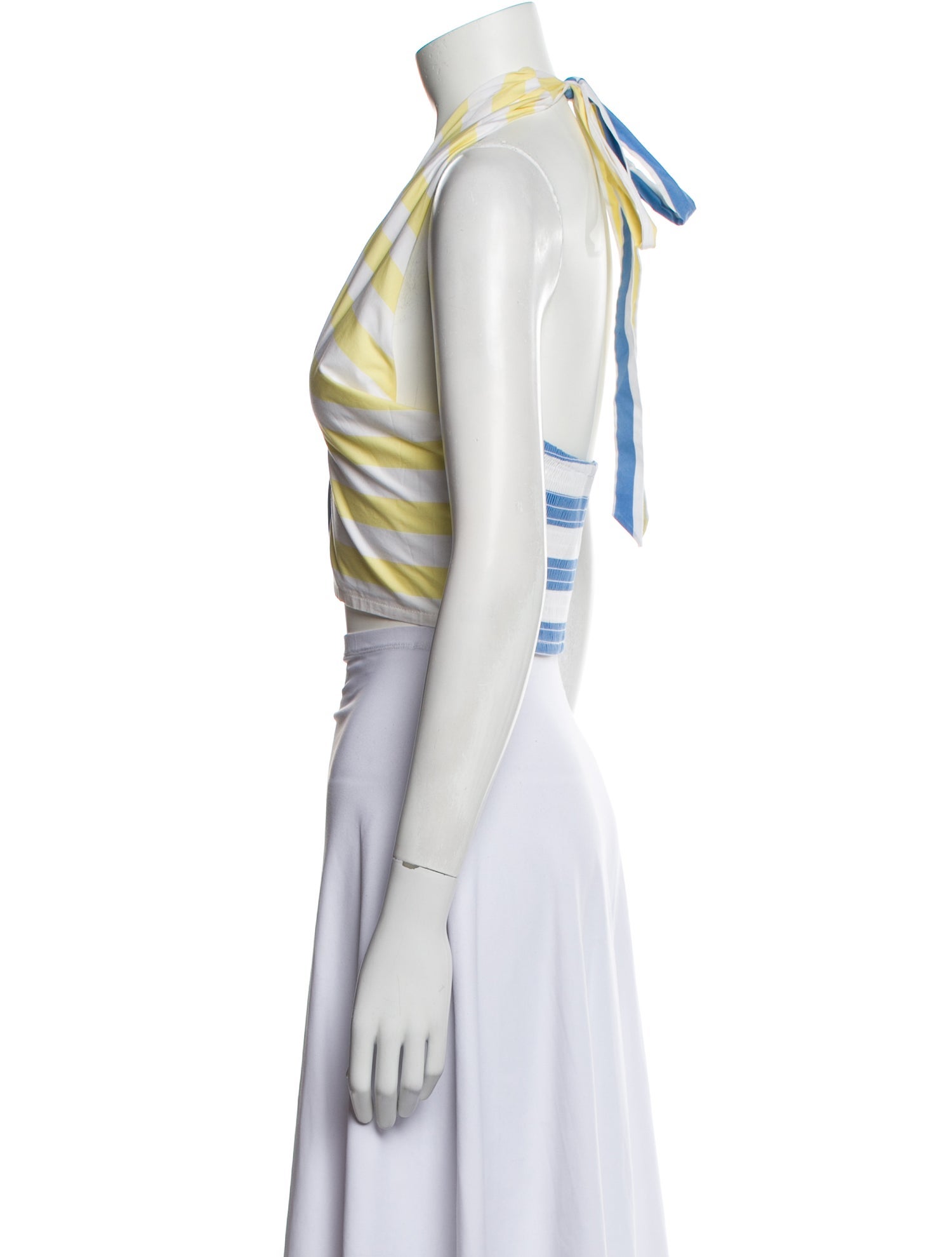 Staud Striped V-Neck Crop Top