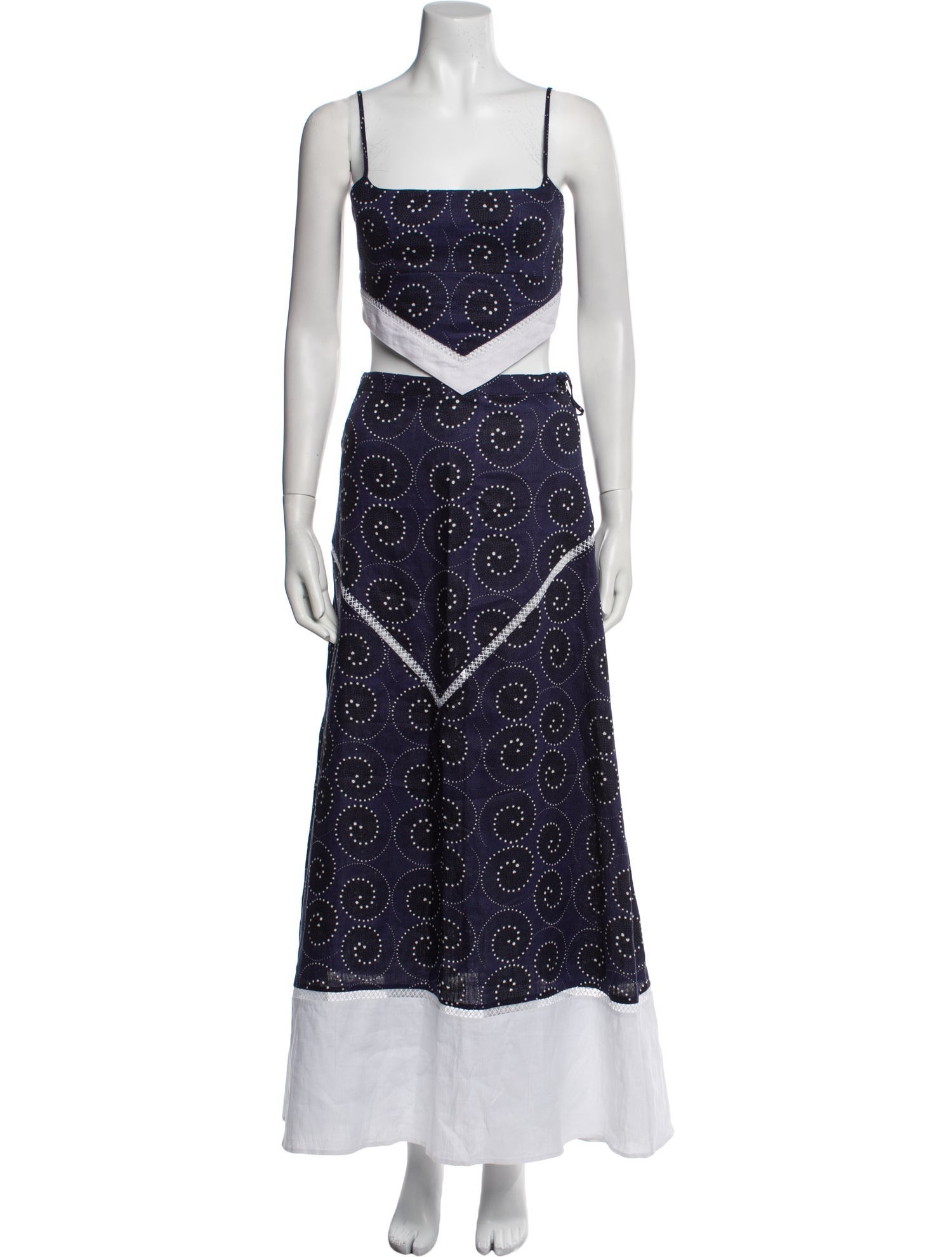 Staud Linen Polka Dot Print Skirt Set