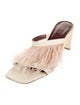 Staud Leather Feather Trim Slides