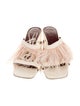 Staud Leather Feather Trim Slides