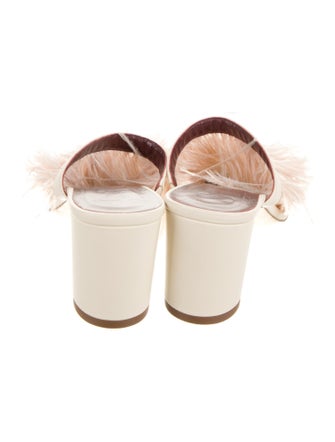 Staud Leather Feather Trim Slides
