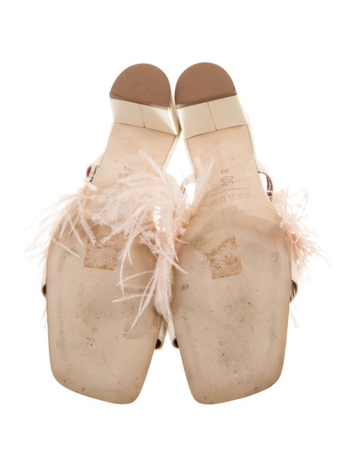 Staud Leather Feather Trim Slides