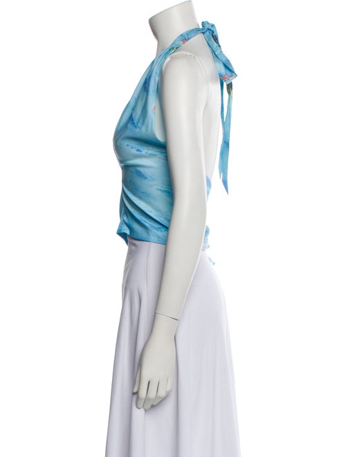 Staud Printed Plunge Neckline Crop Top