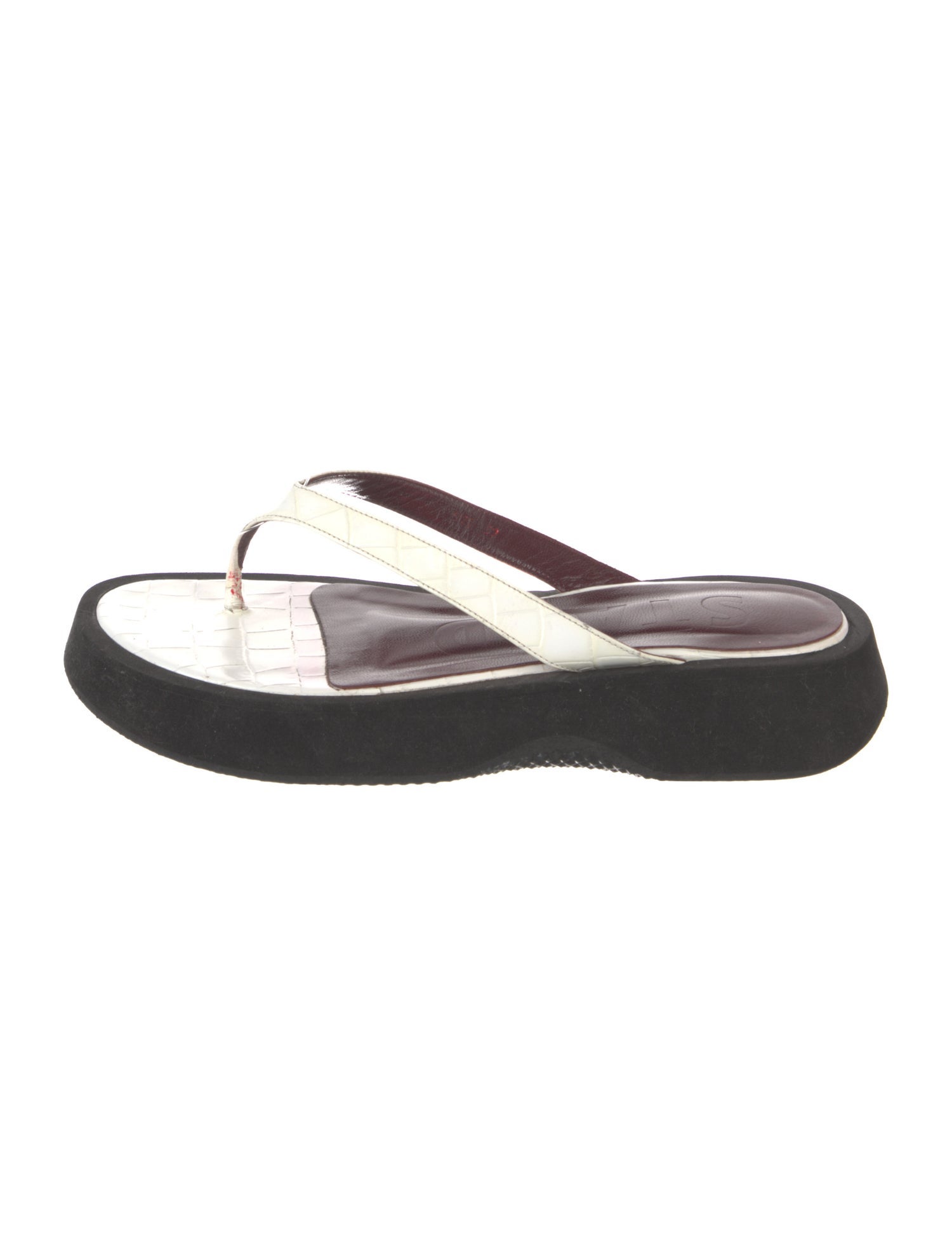 Staud Leather Printed Flip Flops