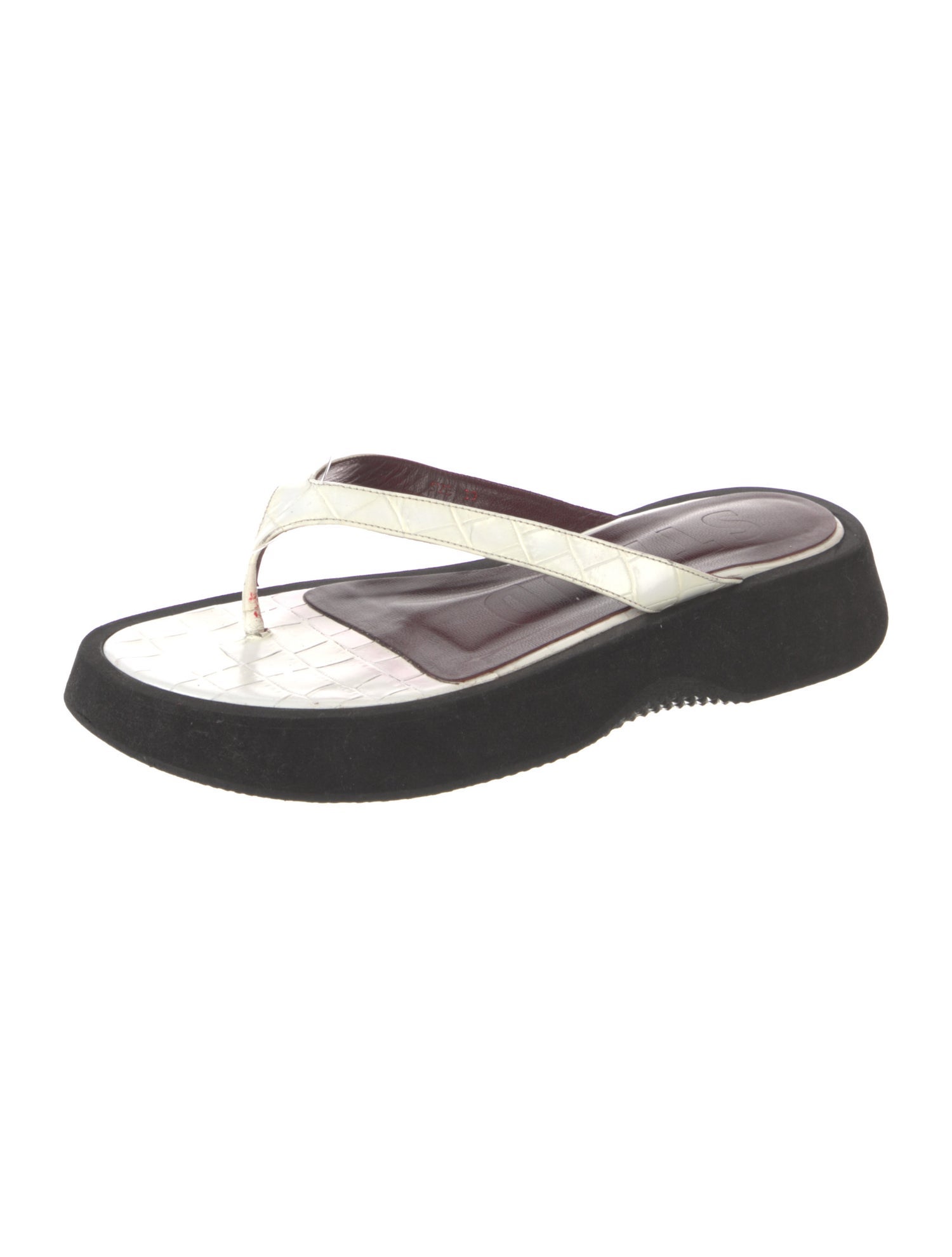 Staud Leather Printed Flip Flops