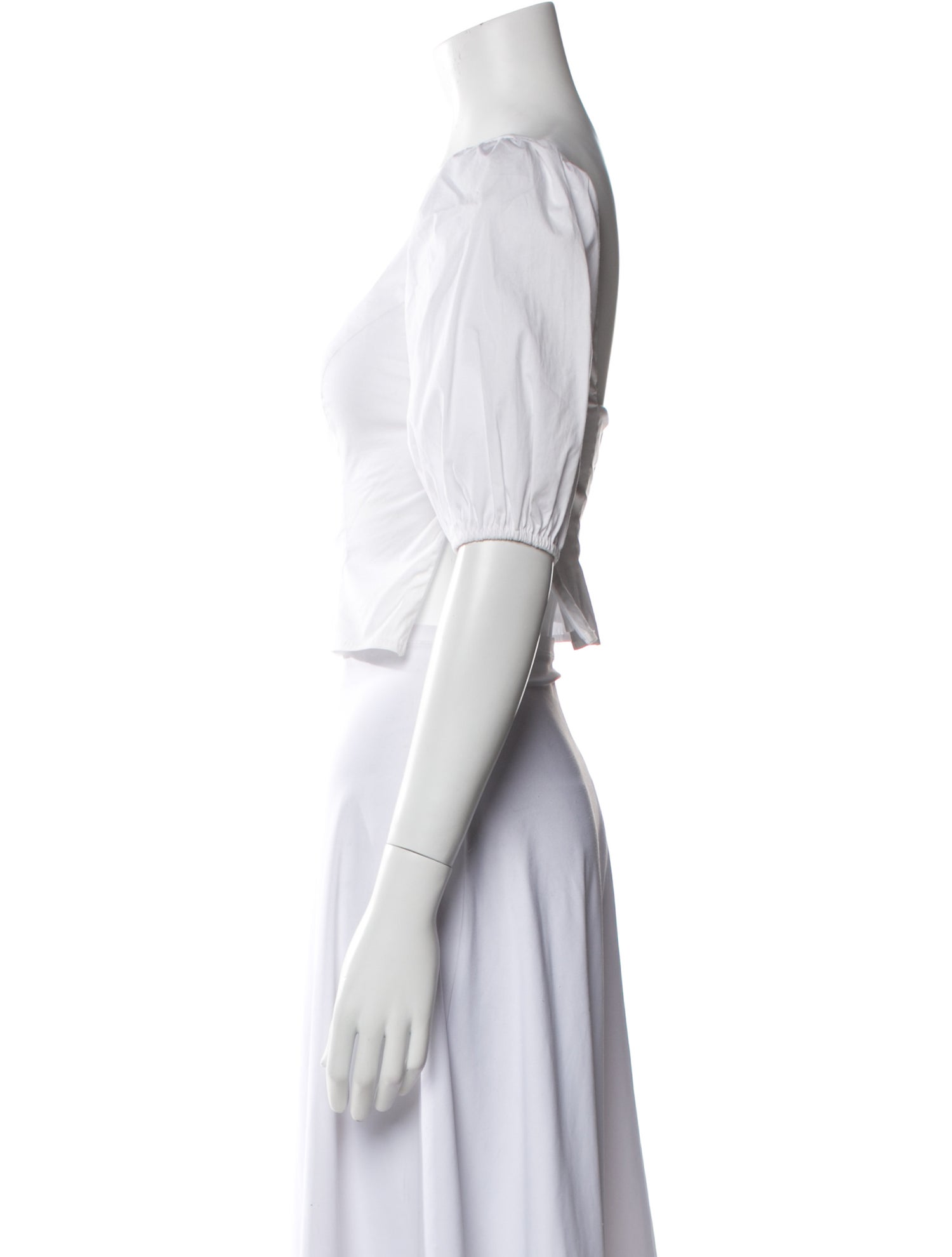 Staud Square Neckline Short Sleeve Crop Top