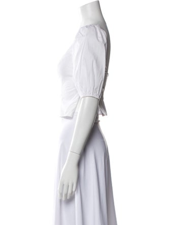 Staud Square Neckline Short Sleeve Crop Top