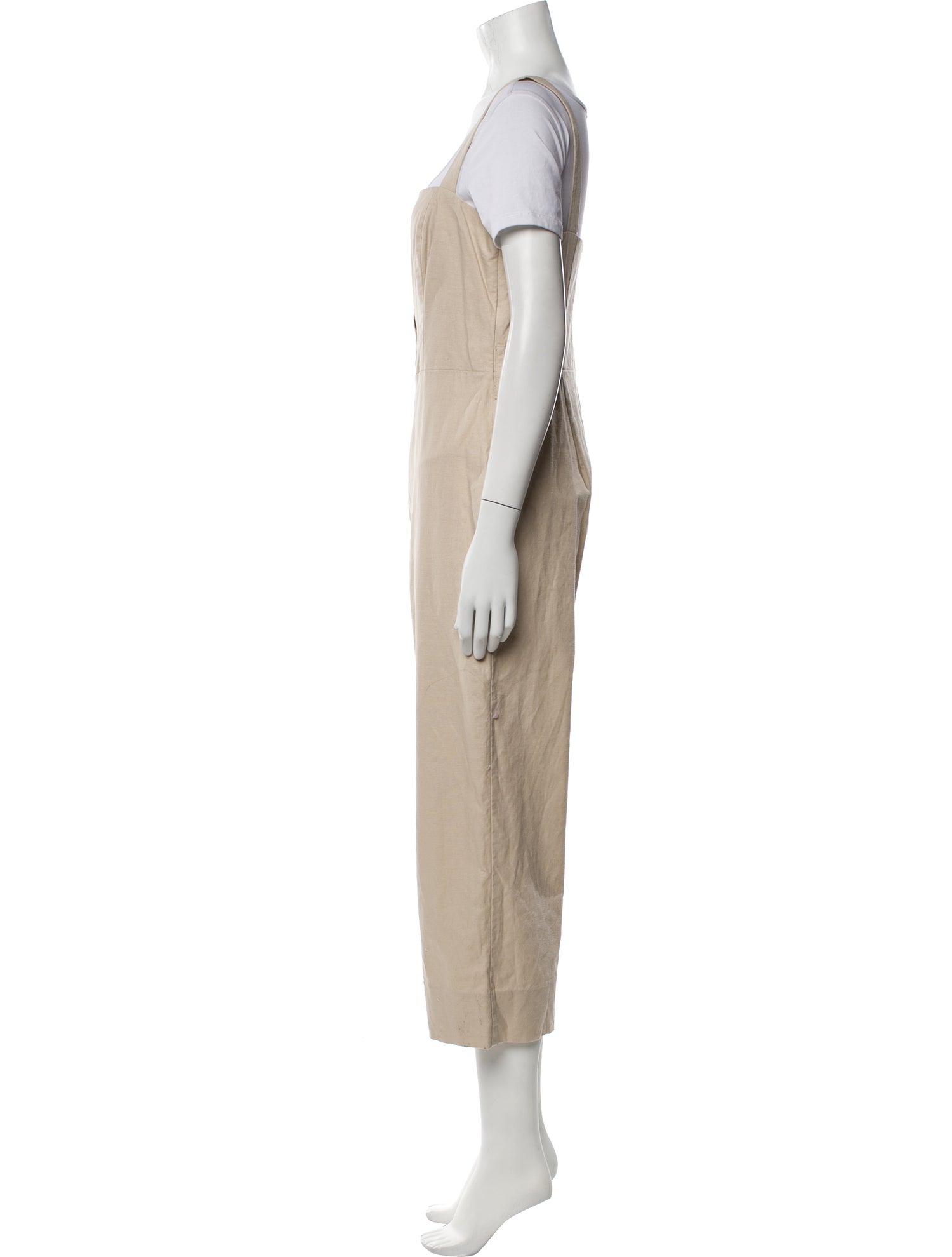 Staud Linen Square Neckline Jumpsuit