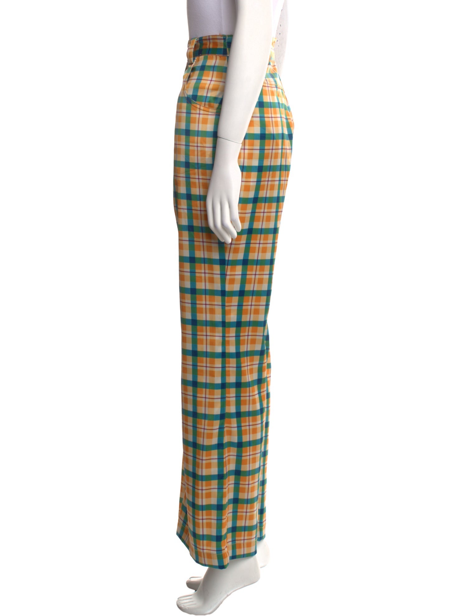 Staud Plaid Print Wide Leg Pants