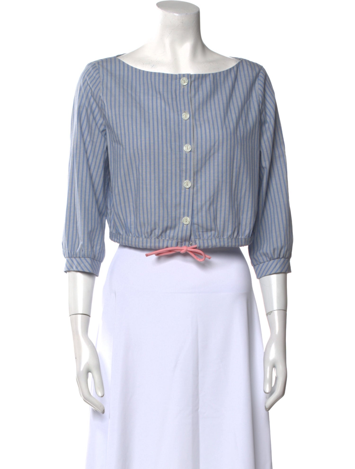 Staud Striped Bateau Neckline Crop Top