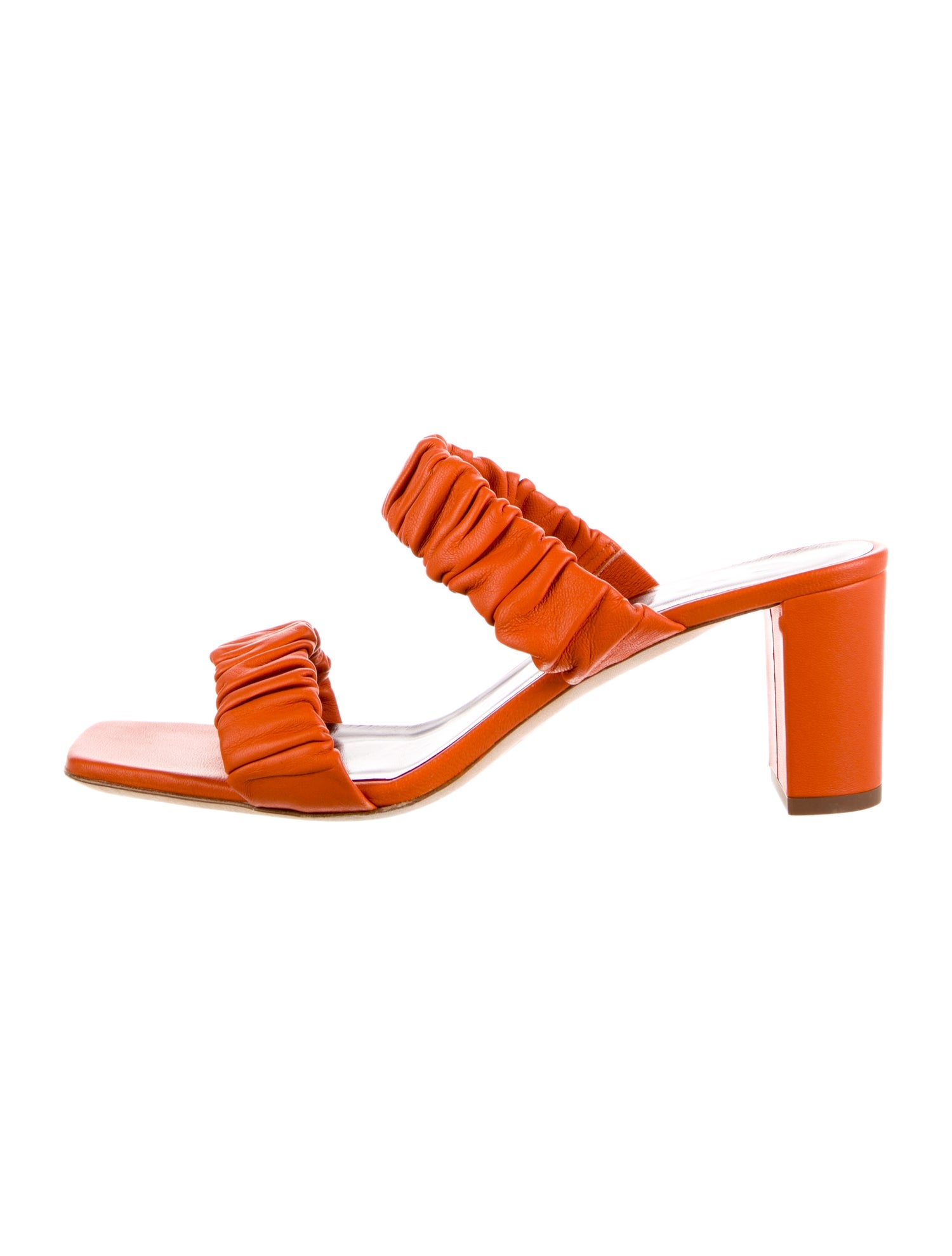 Staud Leather Ruffle Embellishment Slides