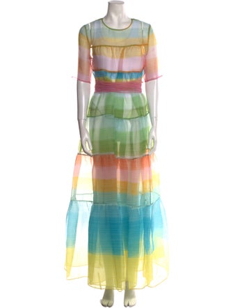 Staud Plaid Print Long Dress