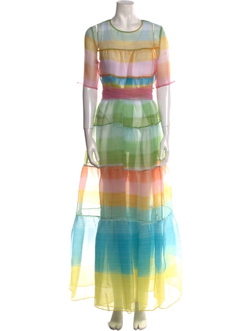 Staud Plaid Print Long Dress