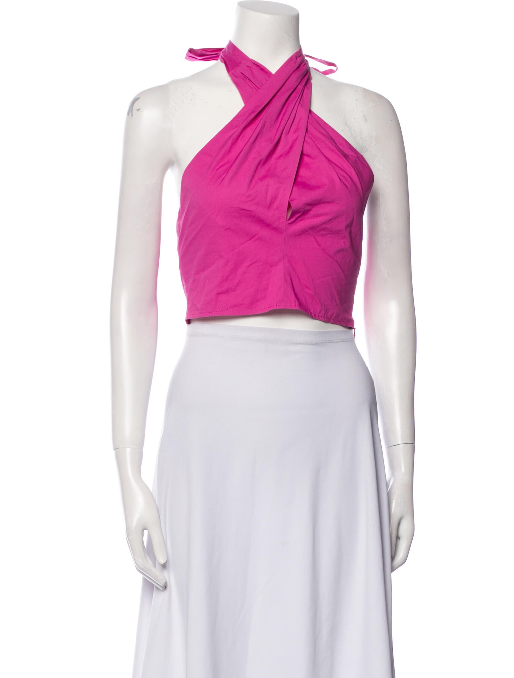 Staud Halterneck Sleeveless Crop Top