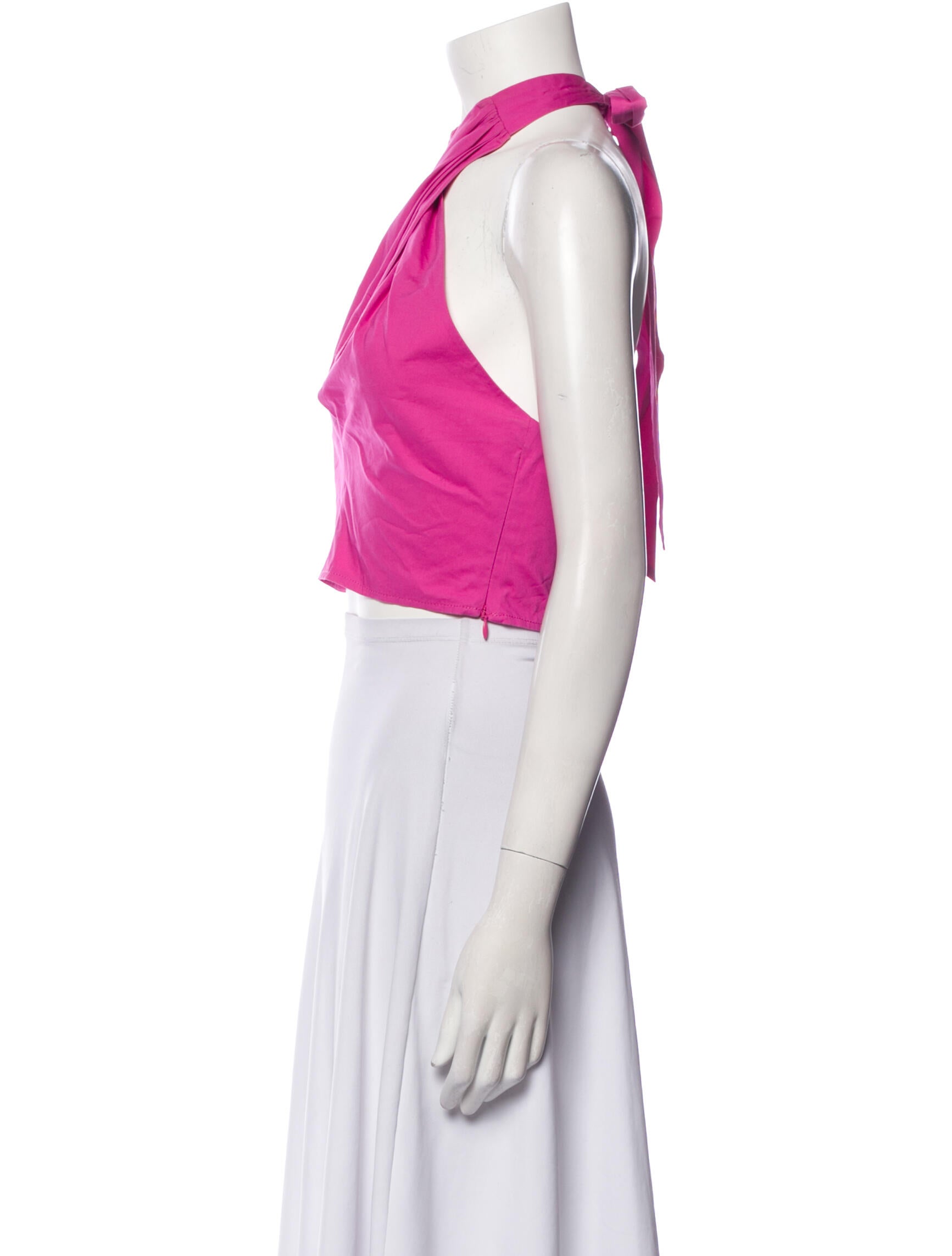 Staud Halterneck Sleeveless Crop Top