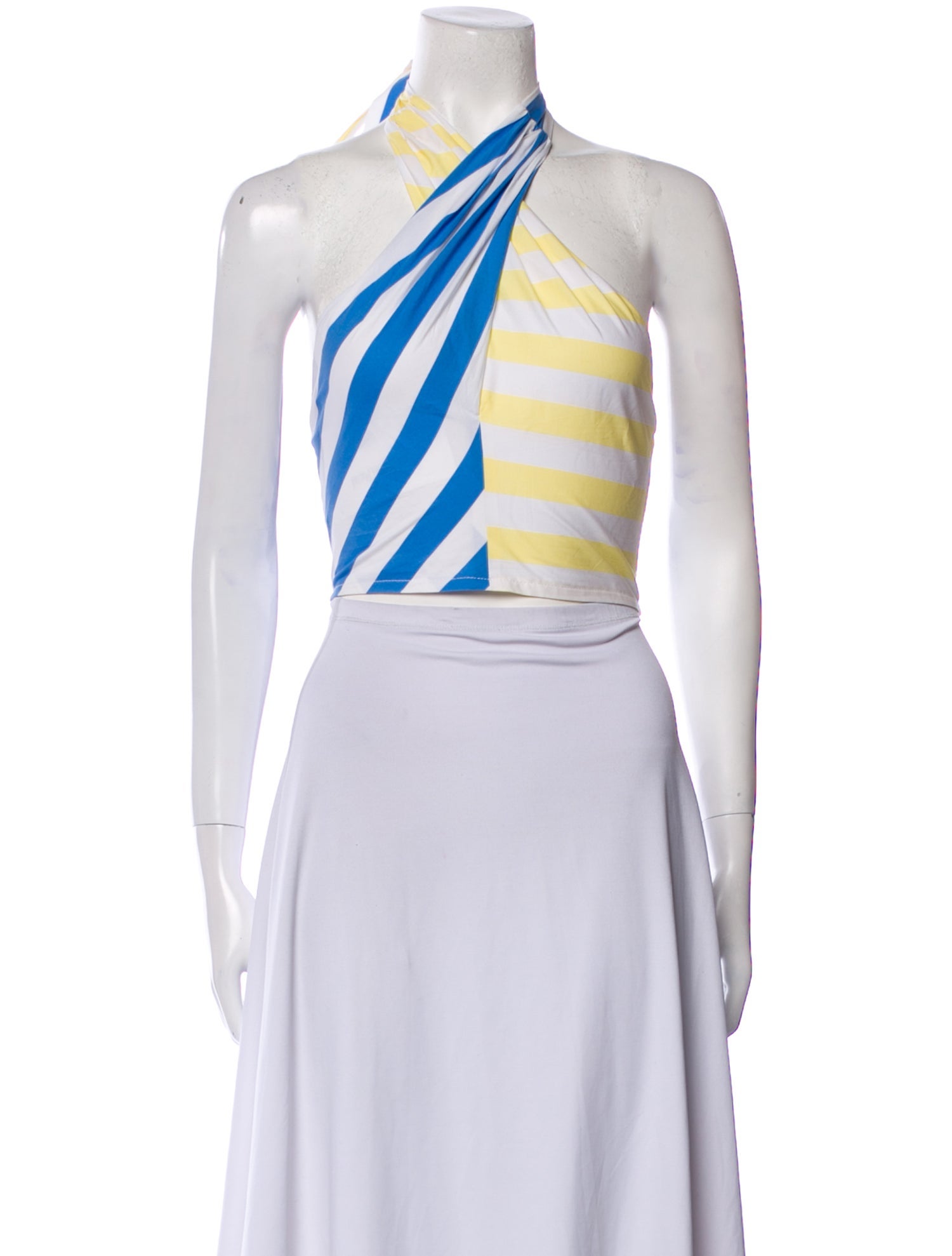 Staud Striped Halterneck Crop Top