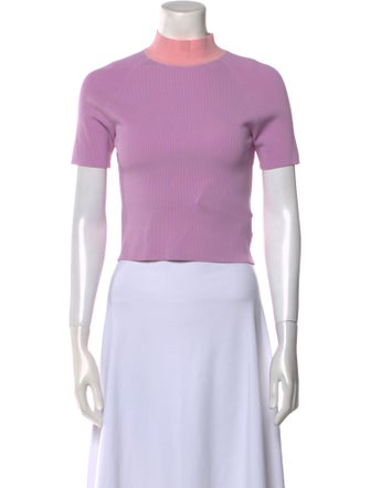 Staud Mock Neck Short Sleeve Crop Top