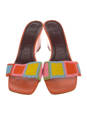 Staud Leather Printed Slides