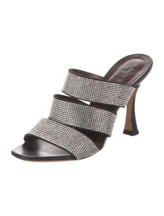 Staud Suede Crystal Embellishments Slides