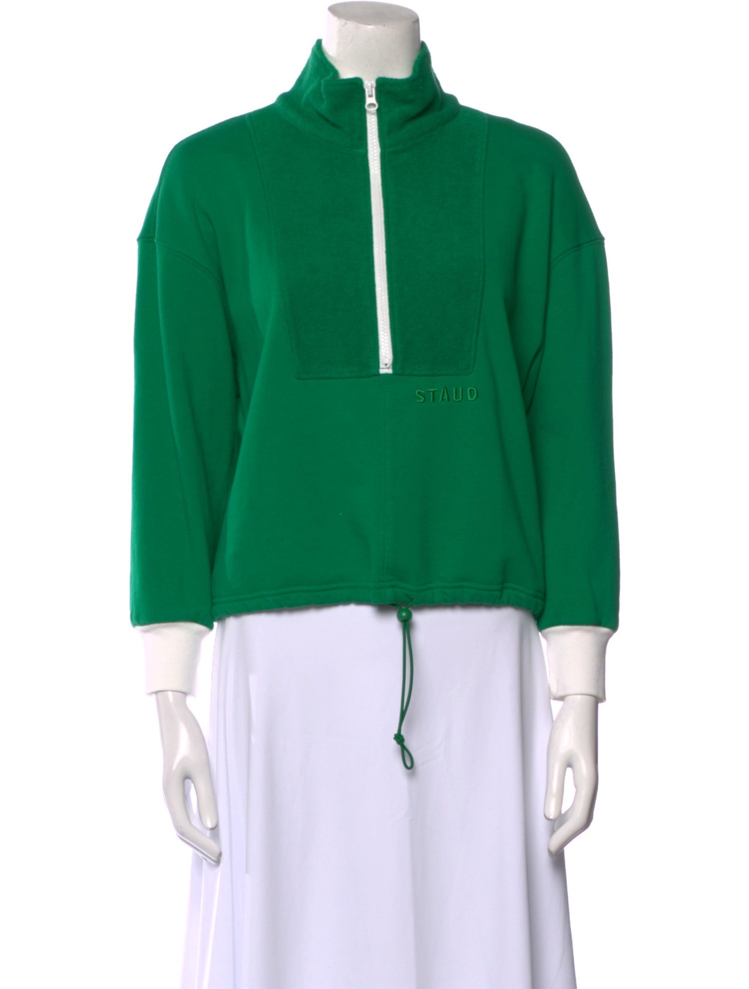 Staud Mock Neck Three-Quarter Sleeve Sweatshirt