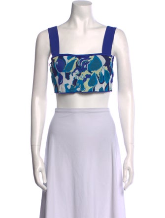 Staud Printed Square Neckline Crop Top