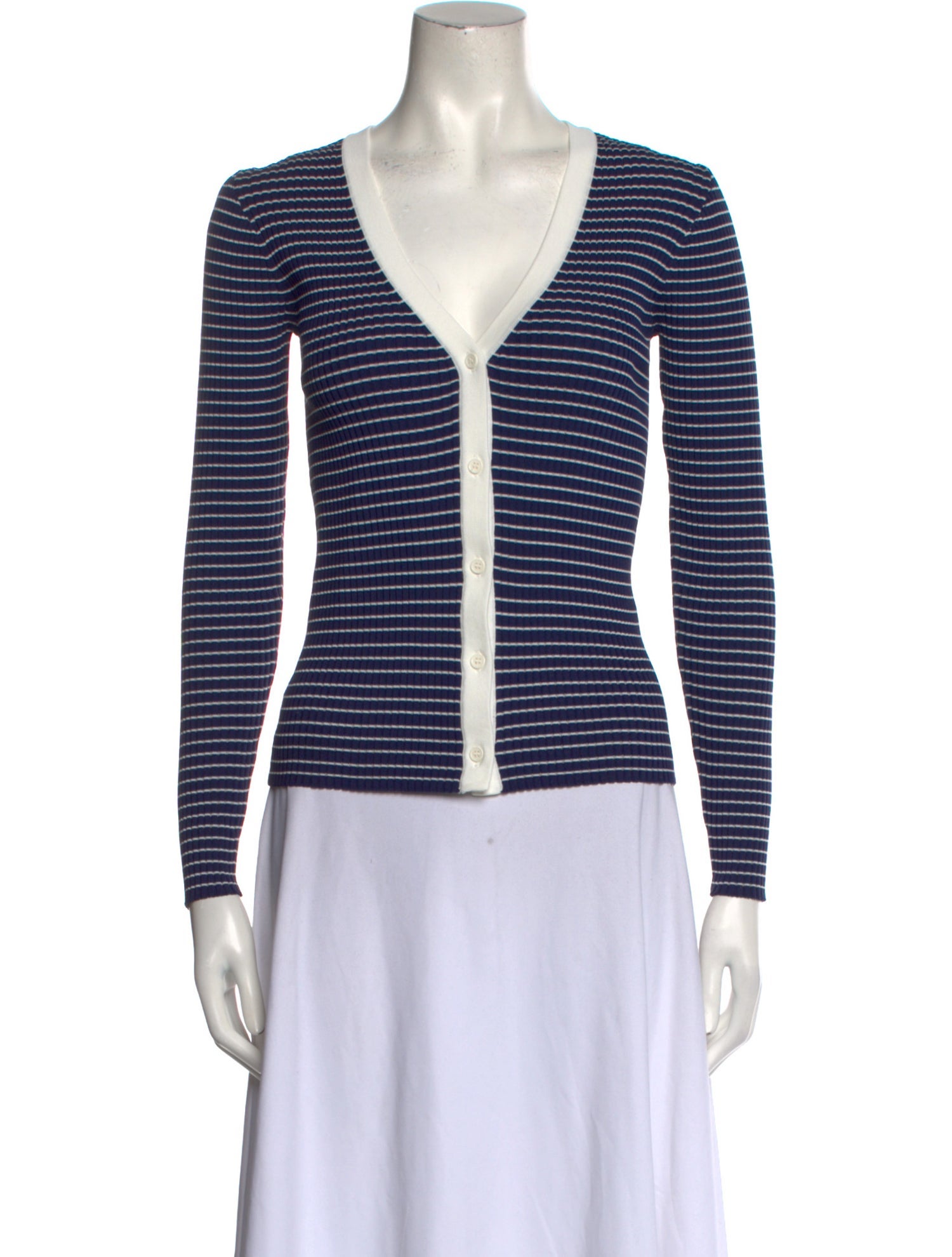 Staud Striped V-Neck Top