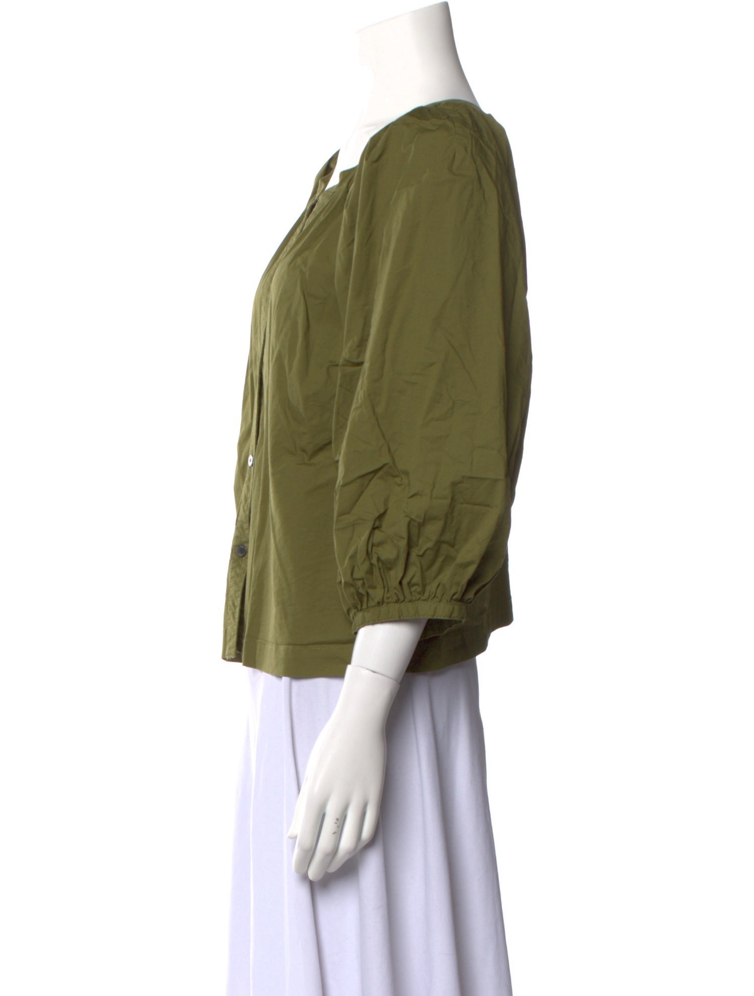 Staud V-Neck Three-Quarter Sleeve Blouse