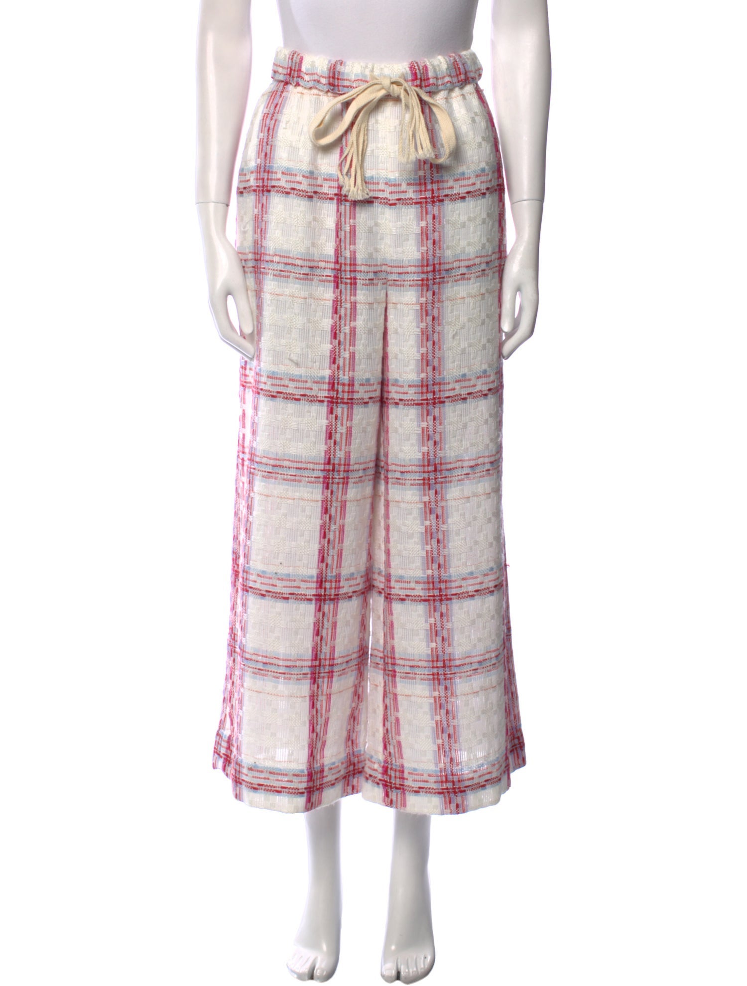 Staud Plaid Print Wide Leg Pants