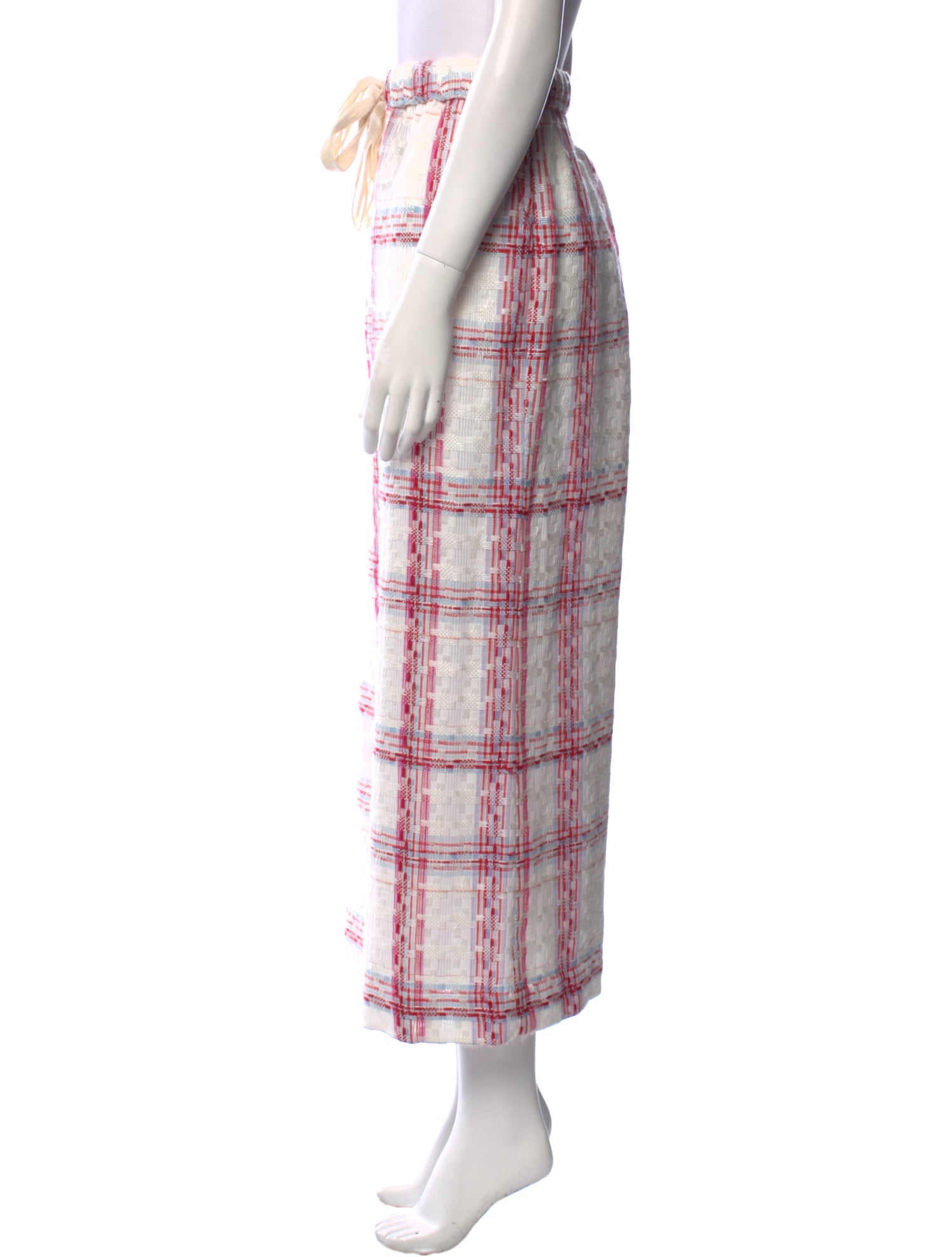 Staud Plaid Print Wide Leg Pants