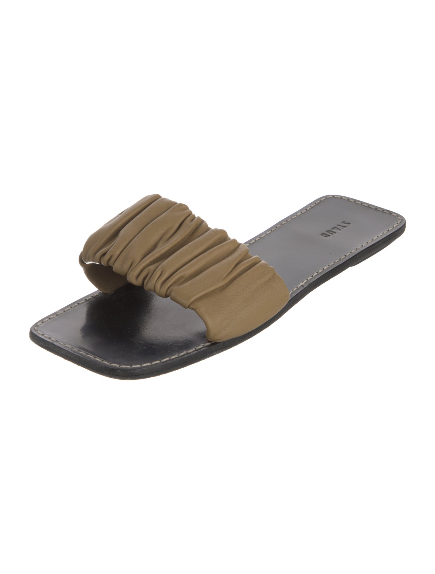 Staud Leather Pleated Accents Slides