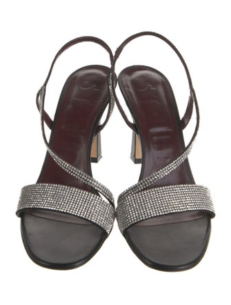 Staud Leather Crystal Embellishments Slingback Sandals