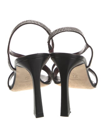 Staud Leather Crystal Embellishments Slingback Sandals
