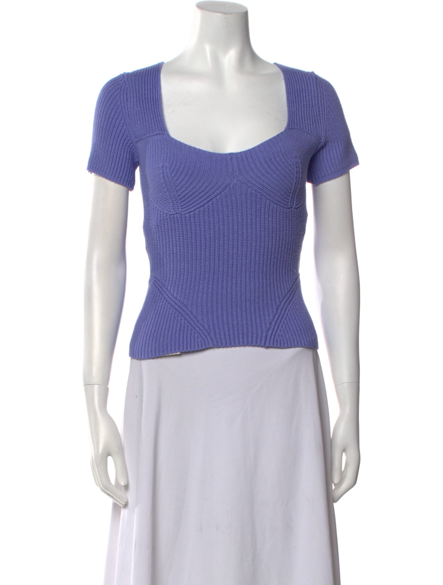 Staud Square Neckline Short Sleeve Crop Top