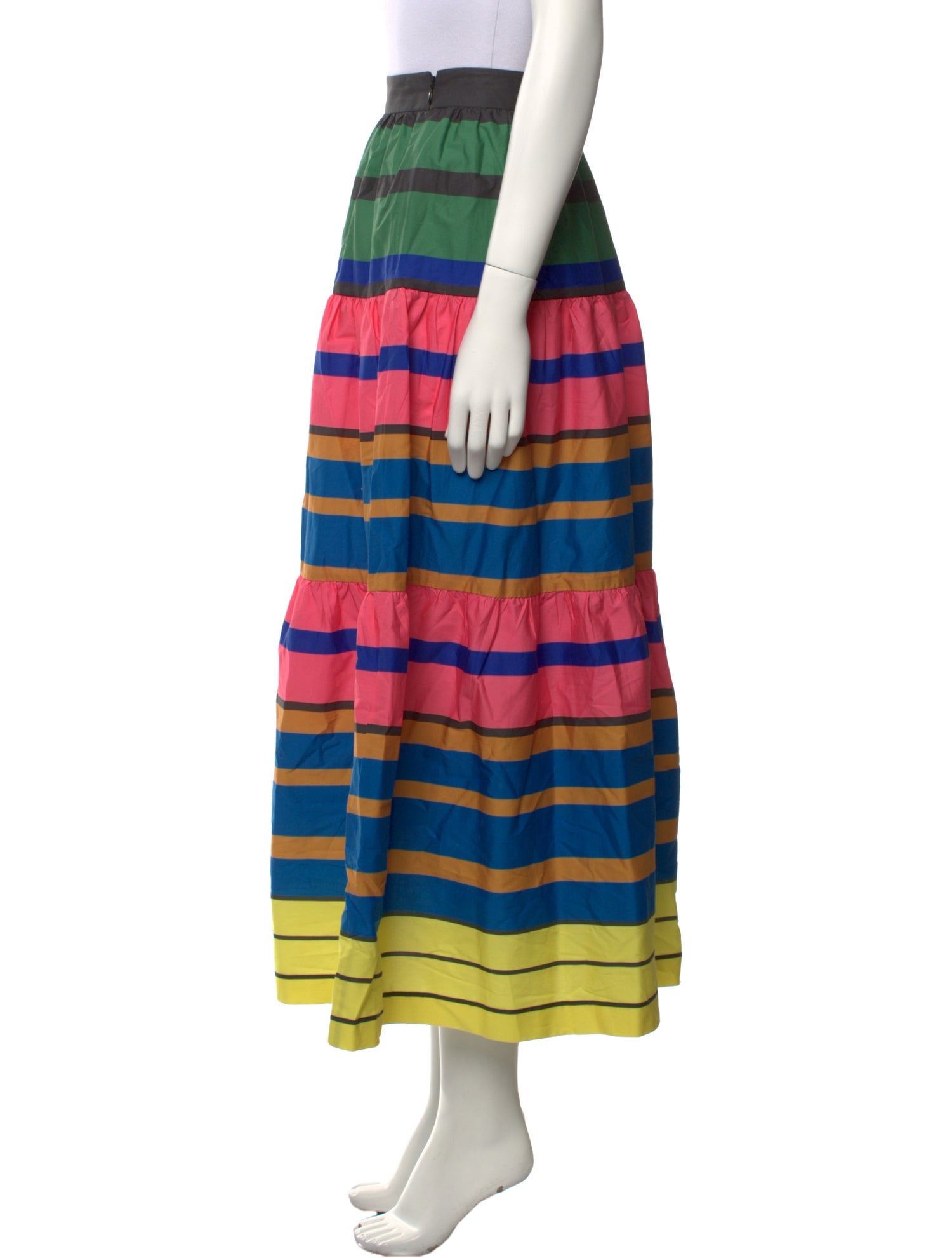 Staud Striped Midi Length Skirt