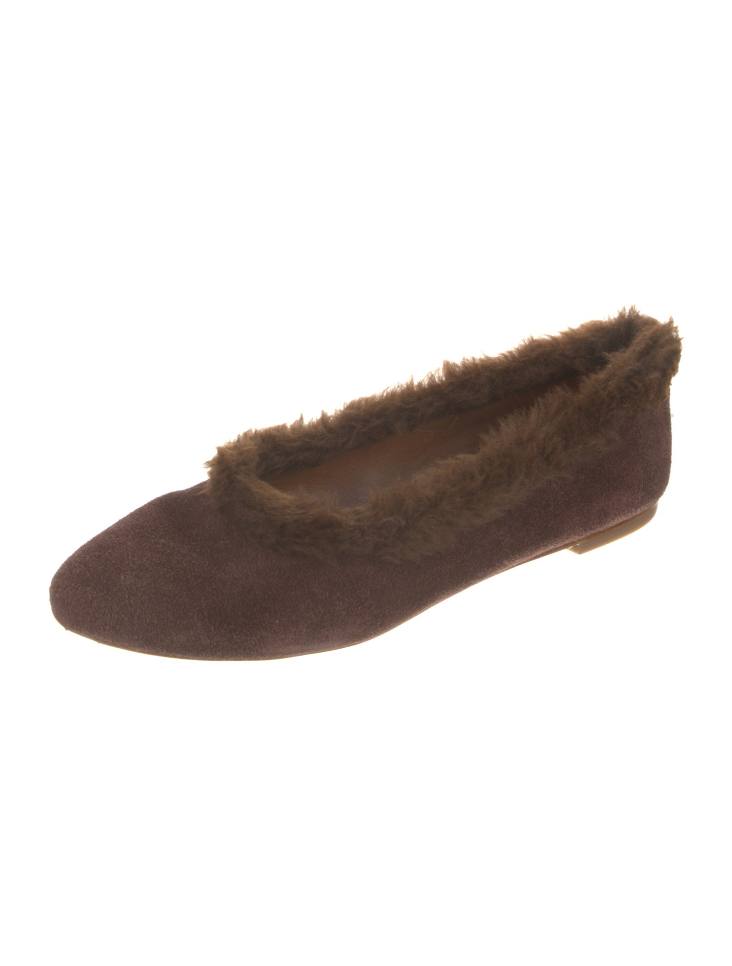 Staud Suede Faux Fur Trim Flats