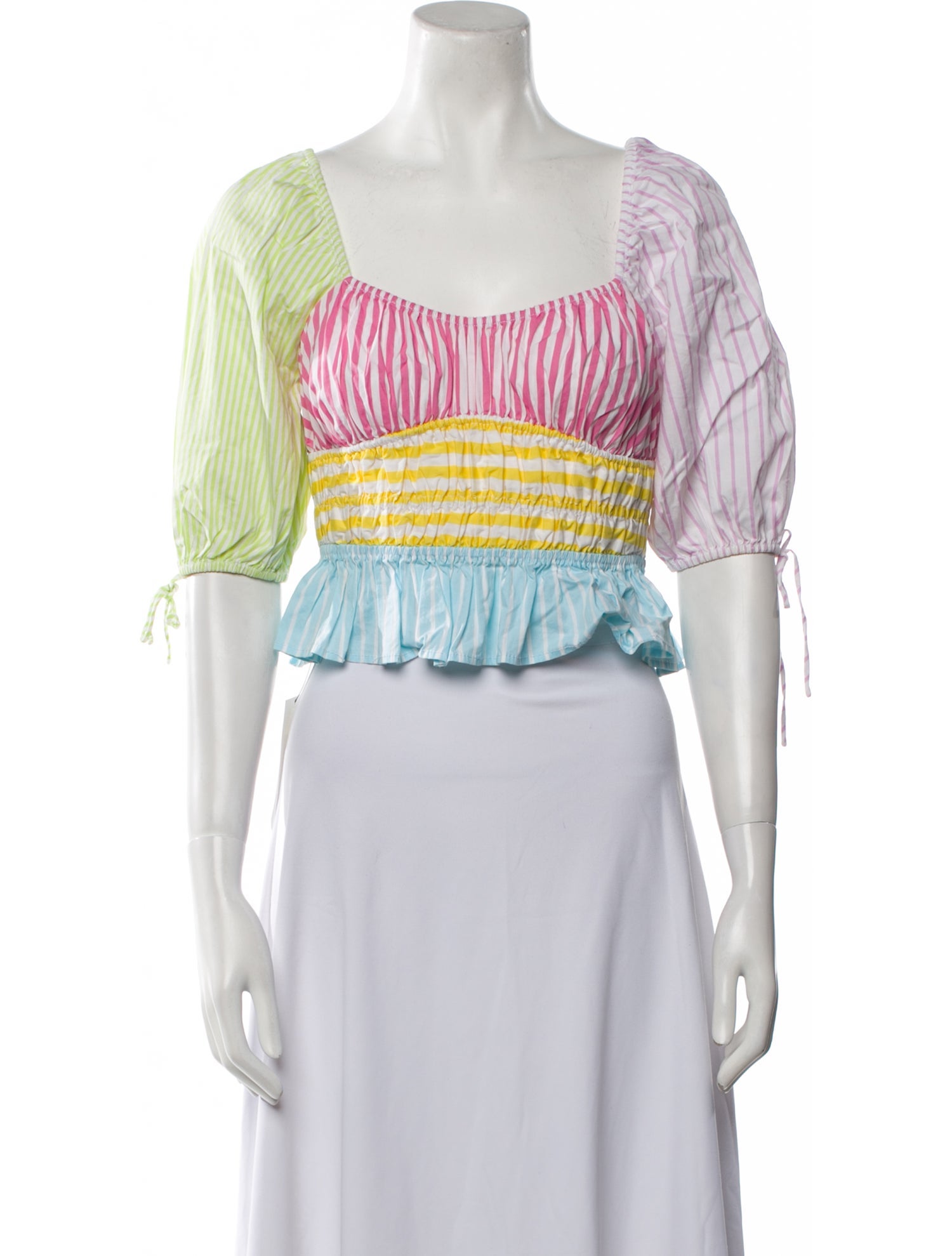 Staud Striped Square Neckline Crop Top