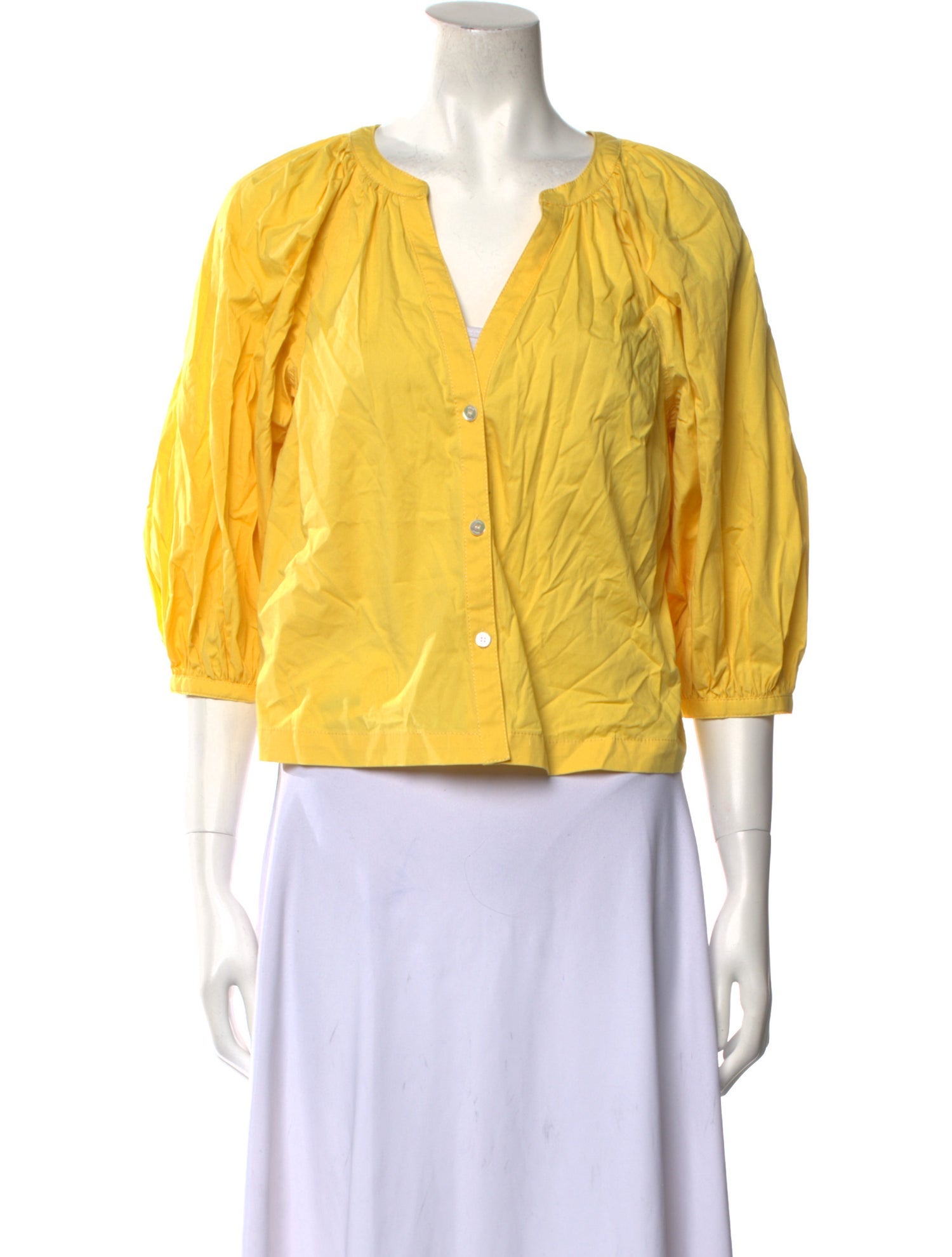 Staud V-Neck Three-Quarter Sleeve Crop Top