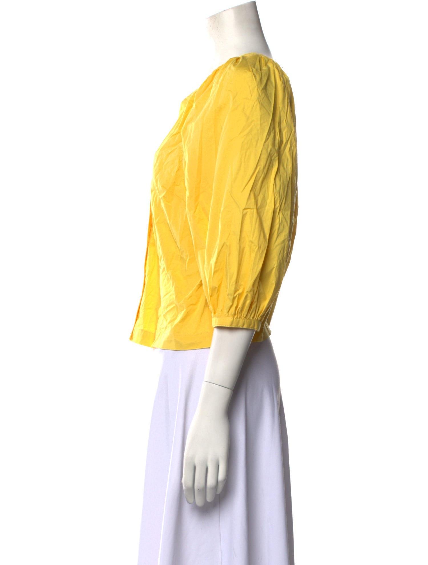 Staud V-Neck Three-Quarter Sleeve Crop Top