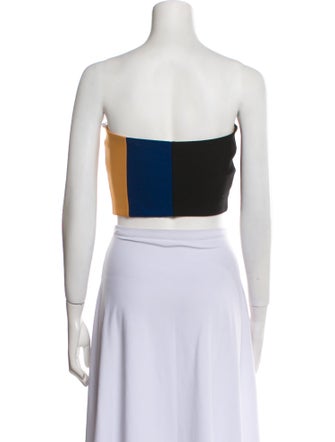 Staud Colorblock Pattern Strapless Crop Top