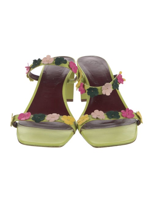 Staud Leather Floral Print Slides