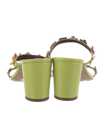 Staud Leather Floral Print Slides