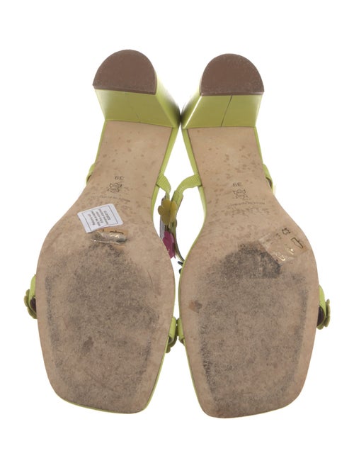 Staud Leather Floral Print Slides