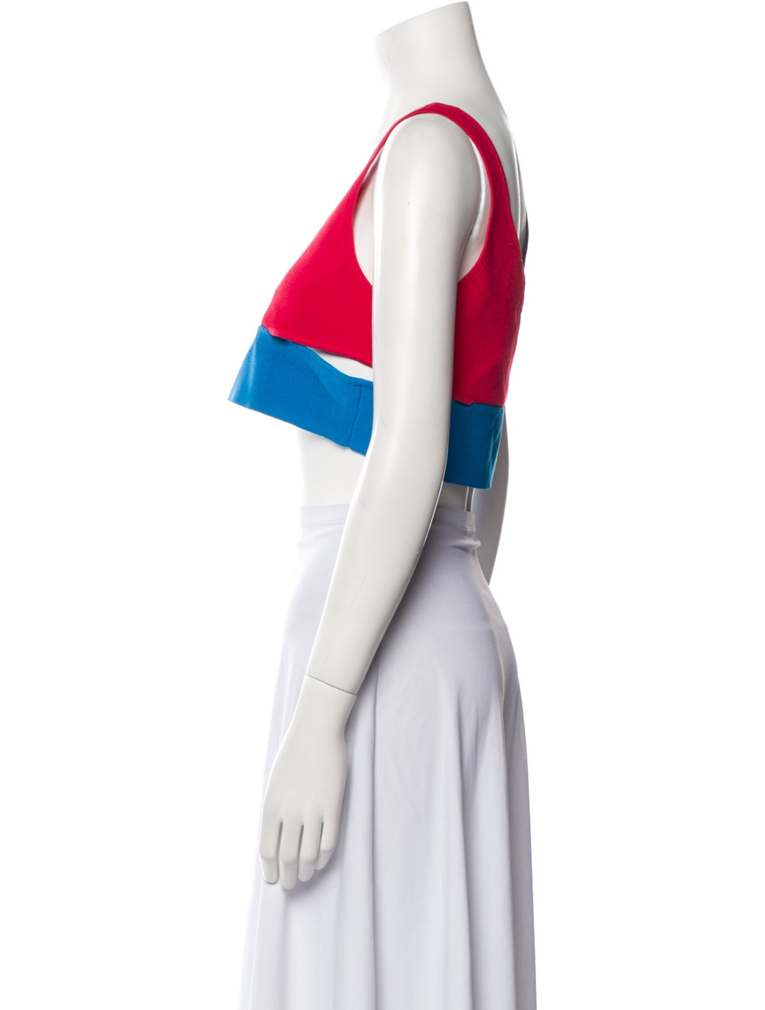 Staud Colorblock Pattern V-Neck Crop Top
