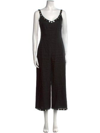 Staud Linen V-Neck Jumpsuit