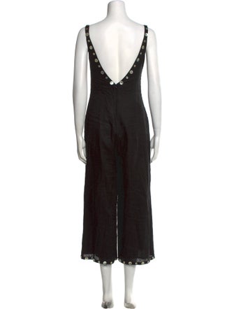 Staud Linen V-Neck Jumpsuit