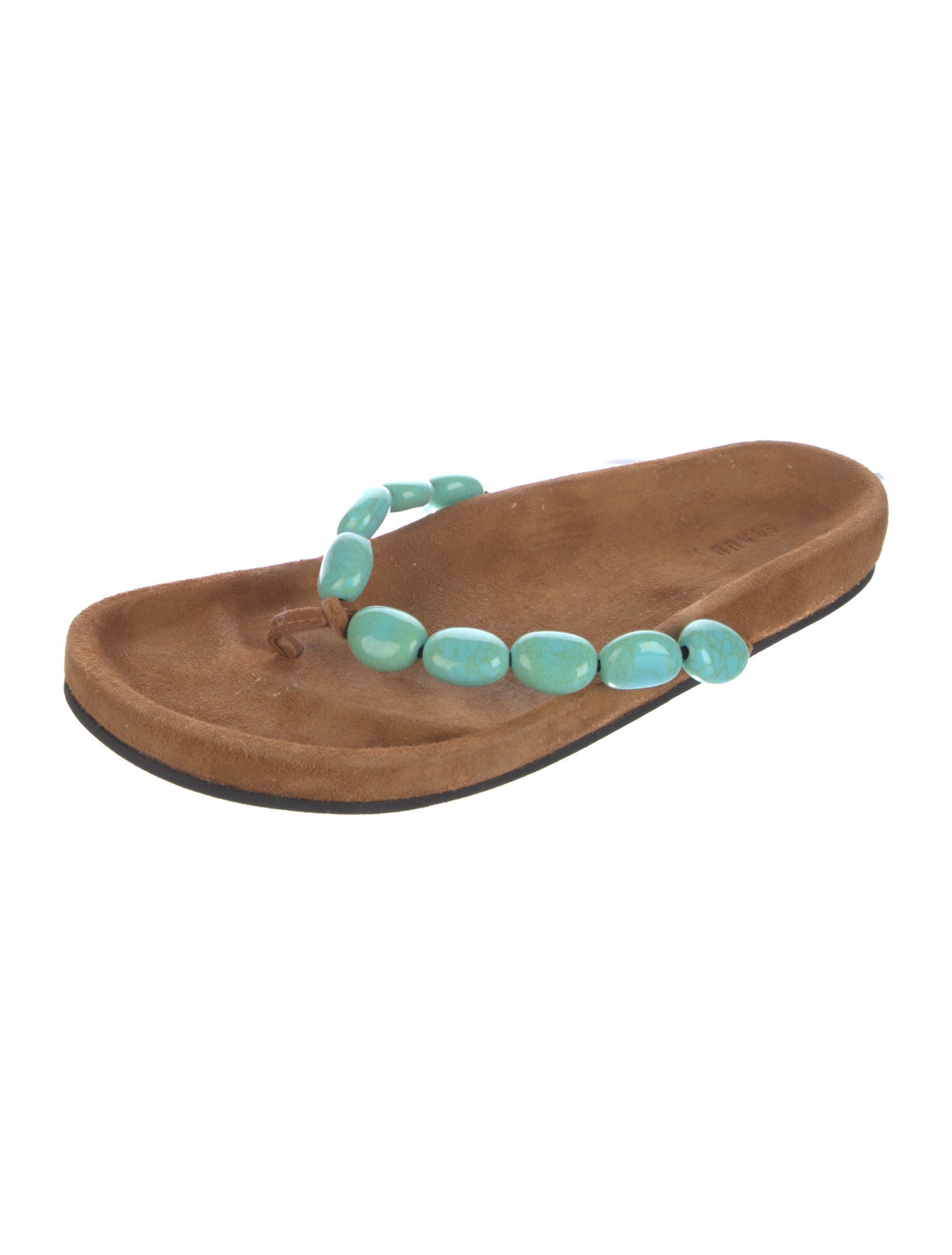 Staud Suede Beaded Accents Slides