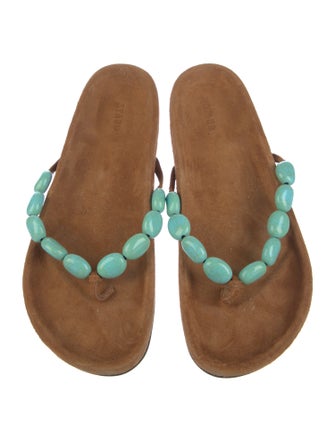 Staud Suede Beaded Accents Slides